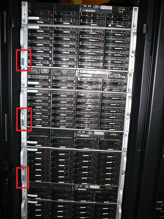 STScI06-STScI09 servers front view - highlighted JBOD power buttons STScI06-STScI09 servers front view - highlighted JBOD power buttons